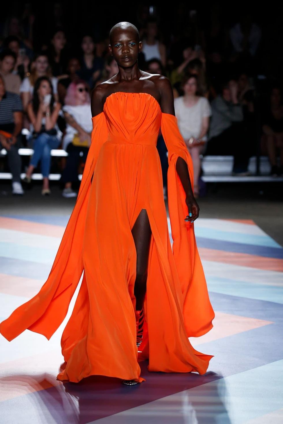 Christian Siriano spring 2017 orange gown look 44