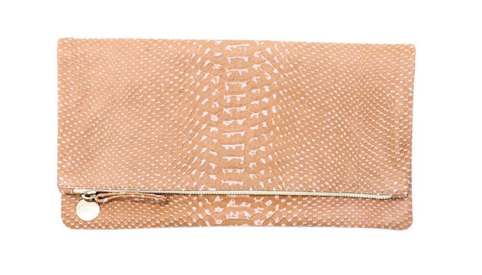 Claire Vivier foldover clutch in blush snake-Shopsaintcloud