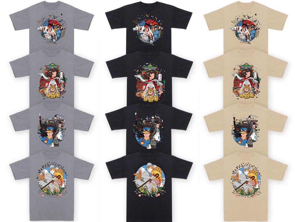 collection of Studio Ghibli shirts from Mondo Posters