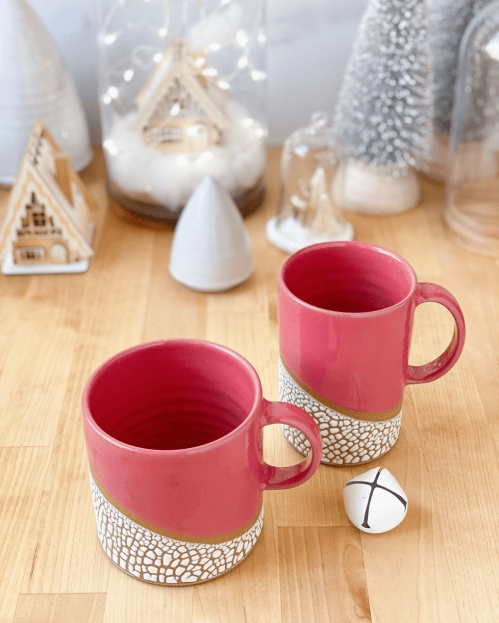 Colorful kitchen stoneware mugs from Rhyno Clayworks