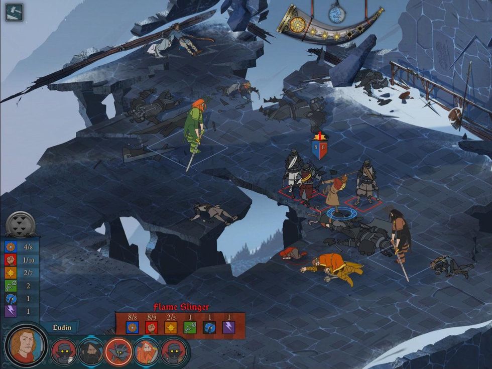combat screen gameplay of The Banner Saga by Stoic Studio