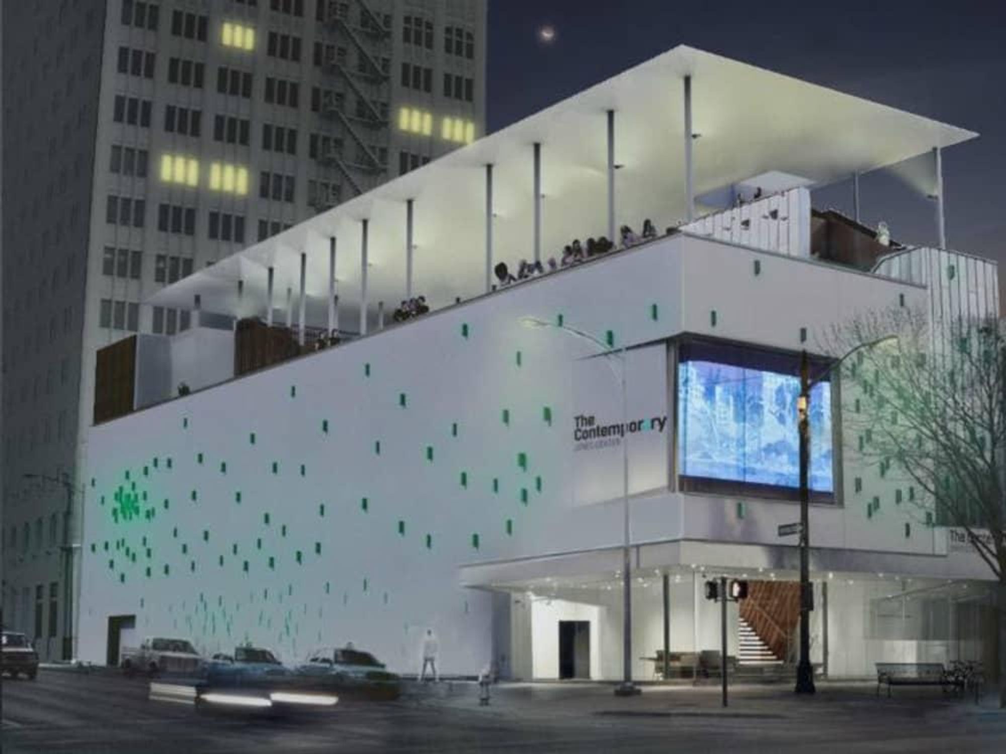 Contemporary Austin Jones Center rooftop rendering