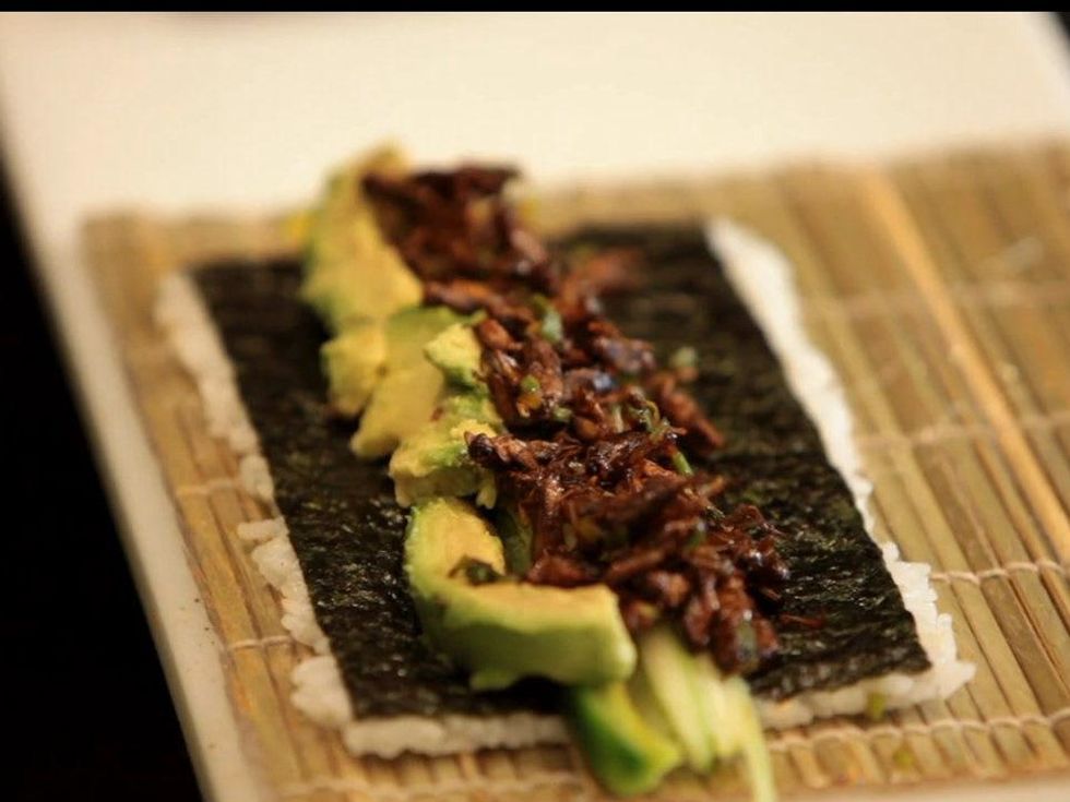 cooked crickets in How Do You Roll? sushi roll