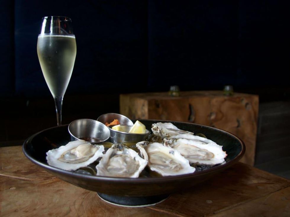 Counter 3.Five.VII three five seven oysters champagne