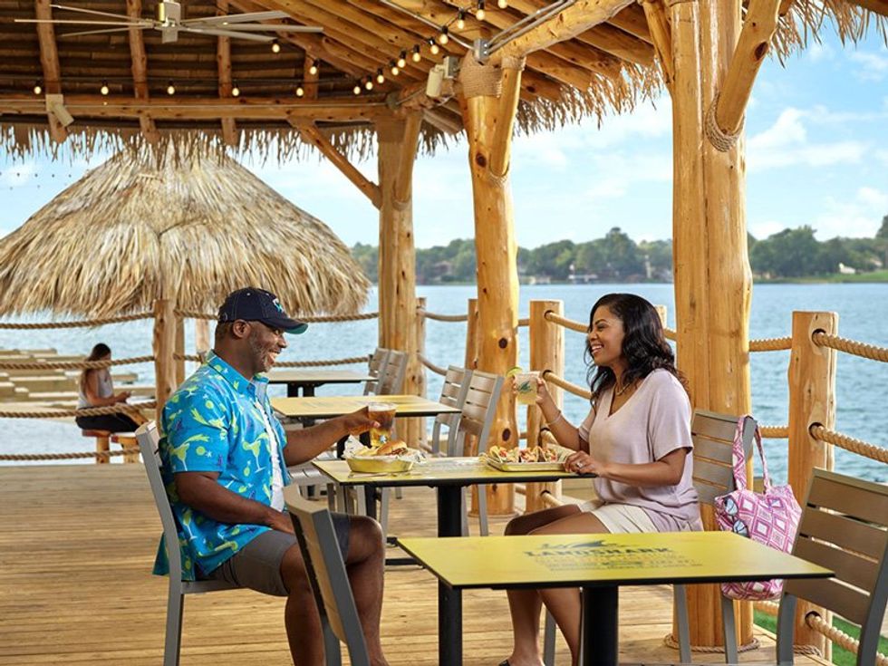 Couple eating at Landshark Margaritaville