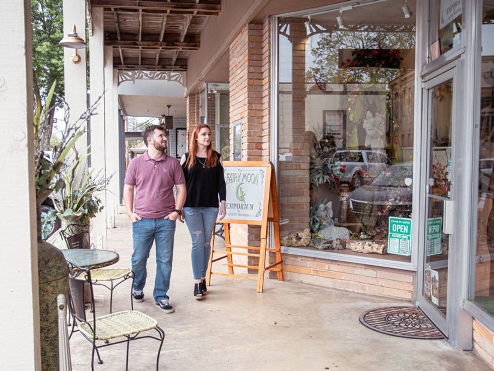 Couple walking in downtown Kerrville