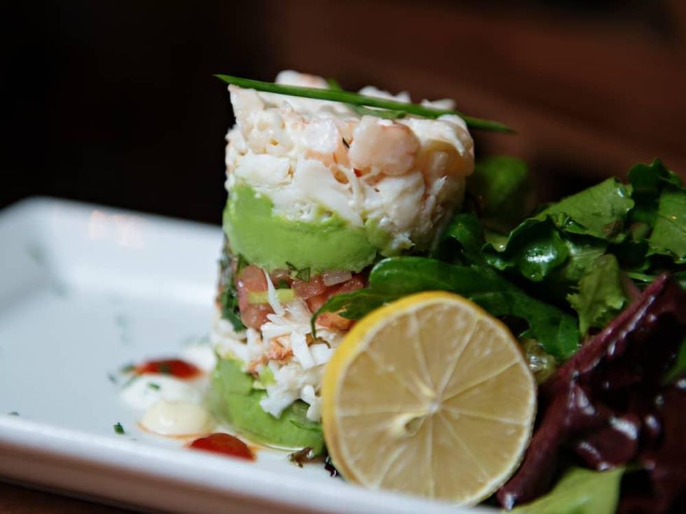 Cover 3 restaurant chilled shrimp crab tower