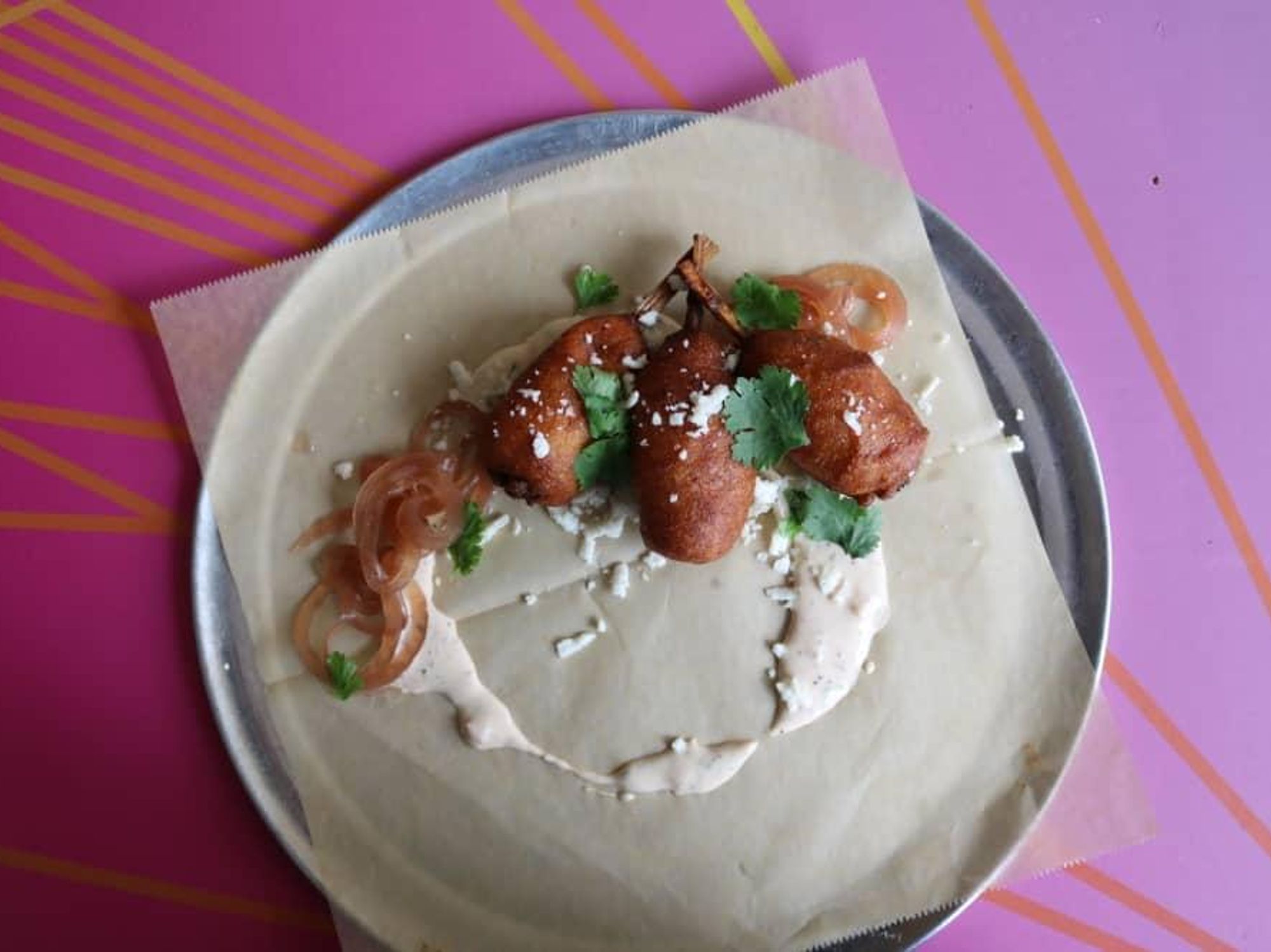 Crab cake corndogs 8 Track Austin