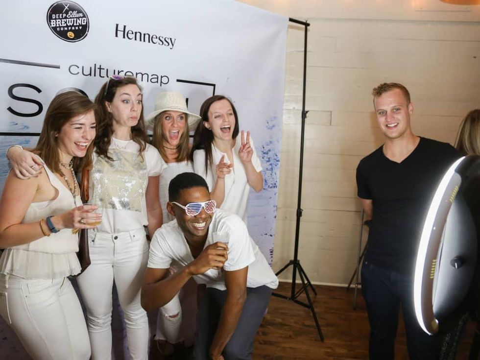 CultureMap Social: The Art Edition at Palm Door Photo Booth Mallory Farr Garland Parsley Kelly Bloomrosen Nelle Johnstone Alston Nuckols