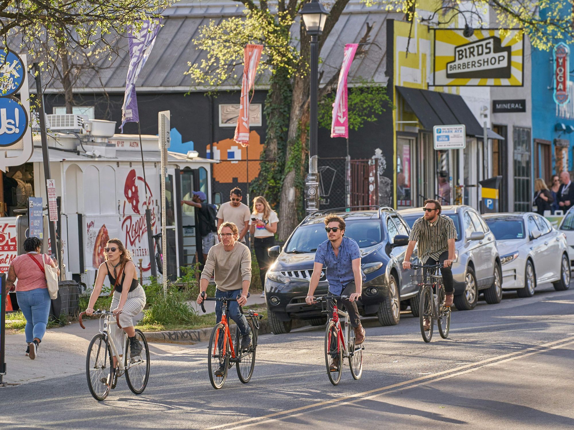 Cyclists, bicycle riding in Austin