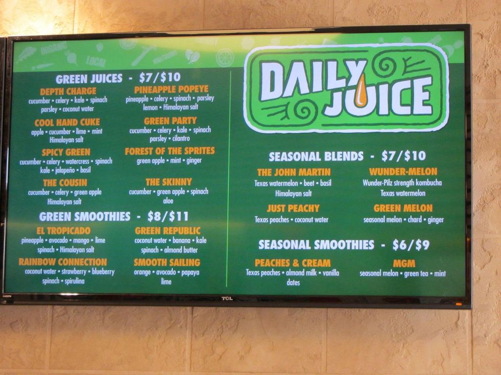daily juice seasonal green menu