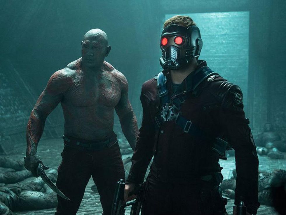 Dave Bautista and Chris Pratt in Guardians of the Galaxy
