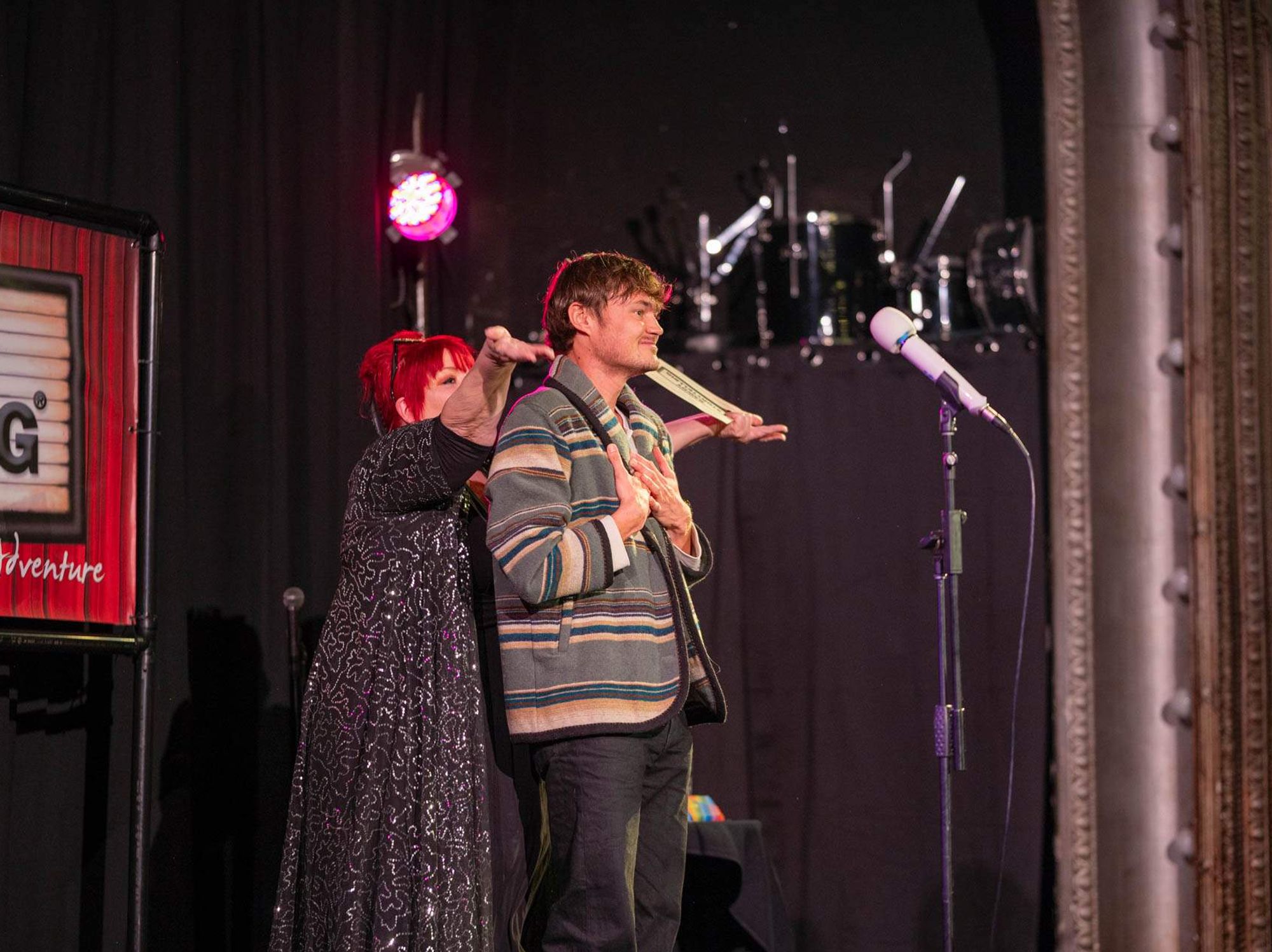 Dixie De La Tour and storyteller in Bawdy Storytelling