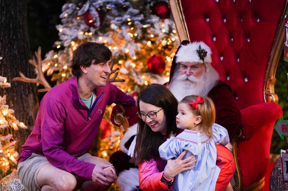 Downtown Austin holidays family with Santa