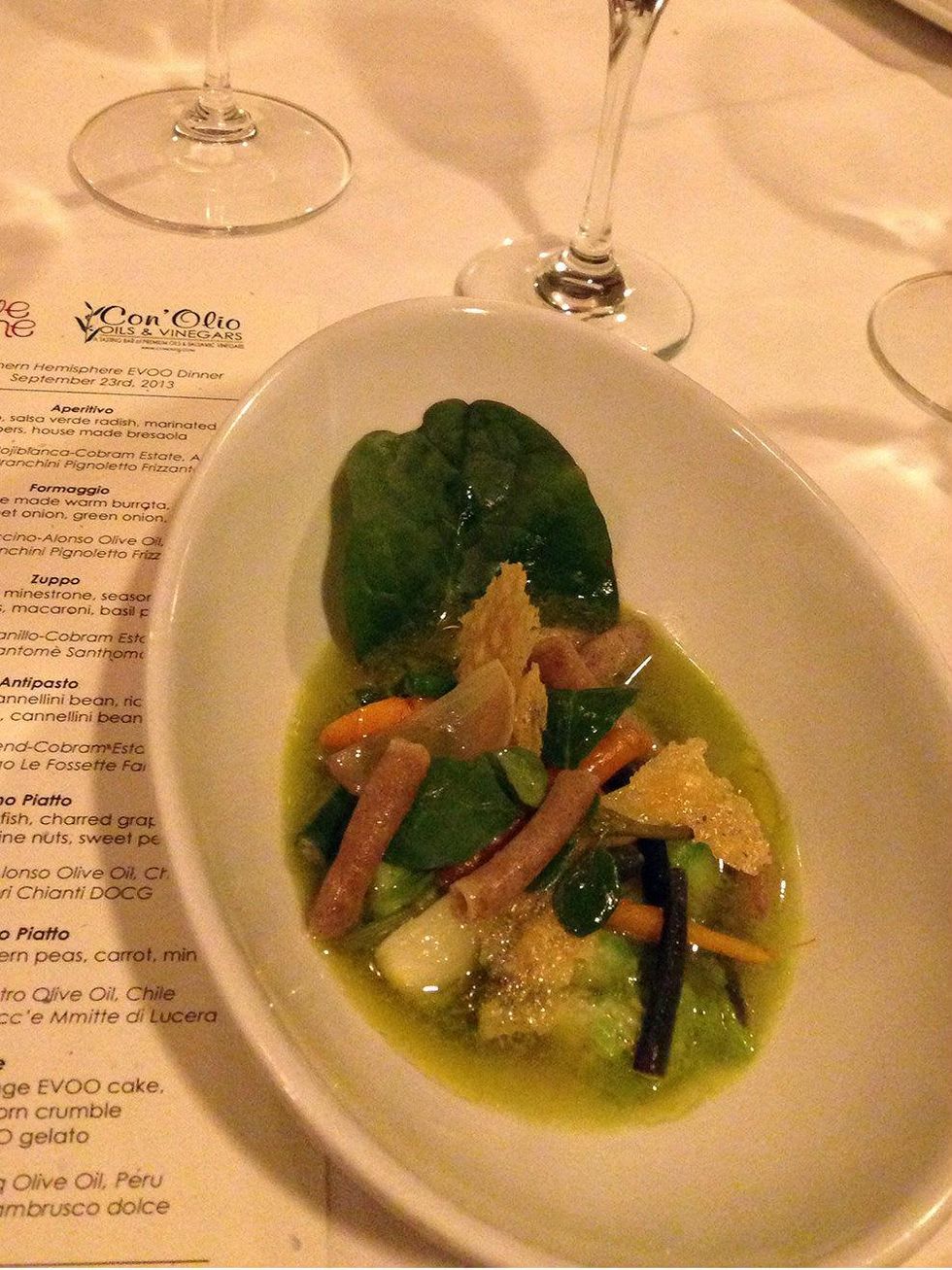 Early fall minestrone with basil pesto