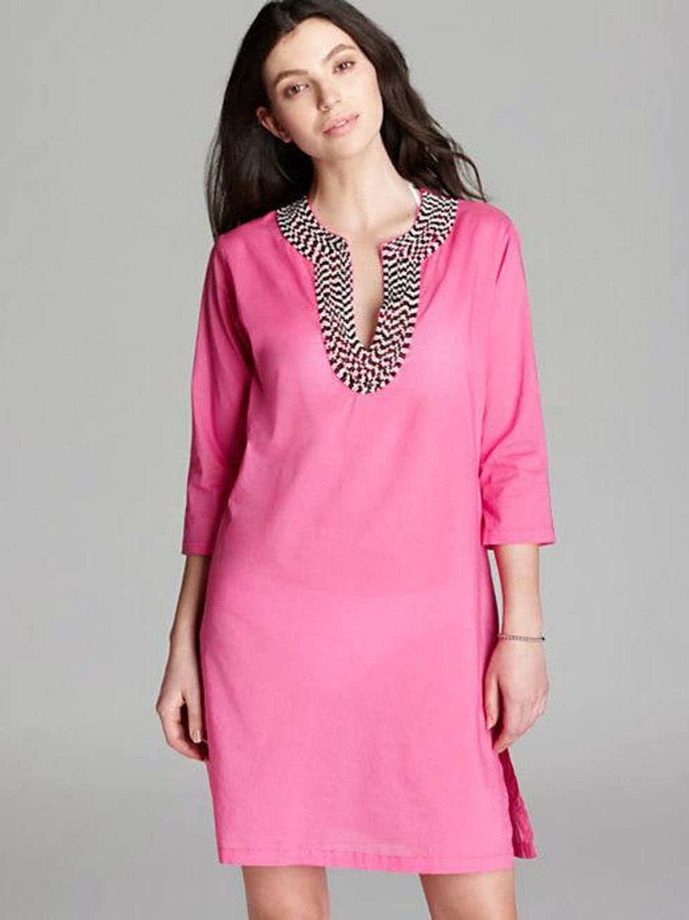 Echo Exclusive, Solid, Beaded, Swimsuit, Cover Up, Tunic