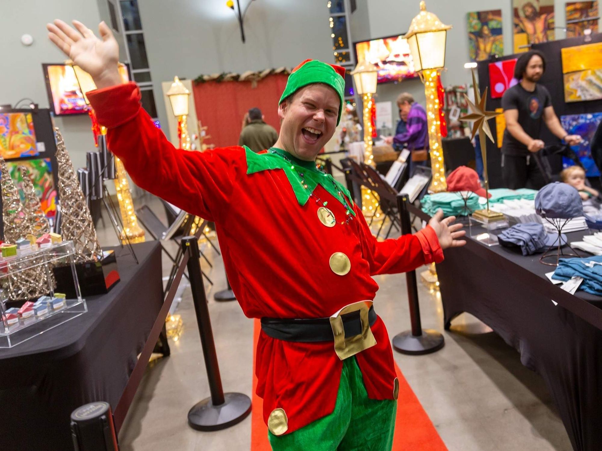 Elf at Mobile Loaves & Fishes' Community First! Village of Lights & Holiday Market