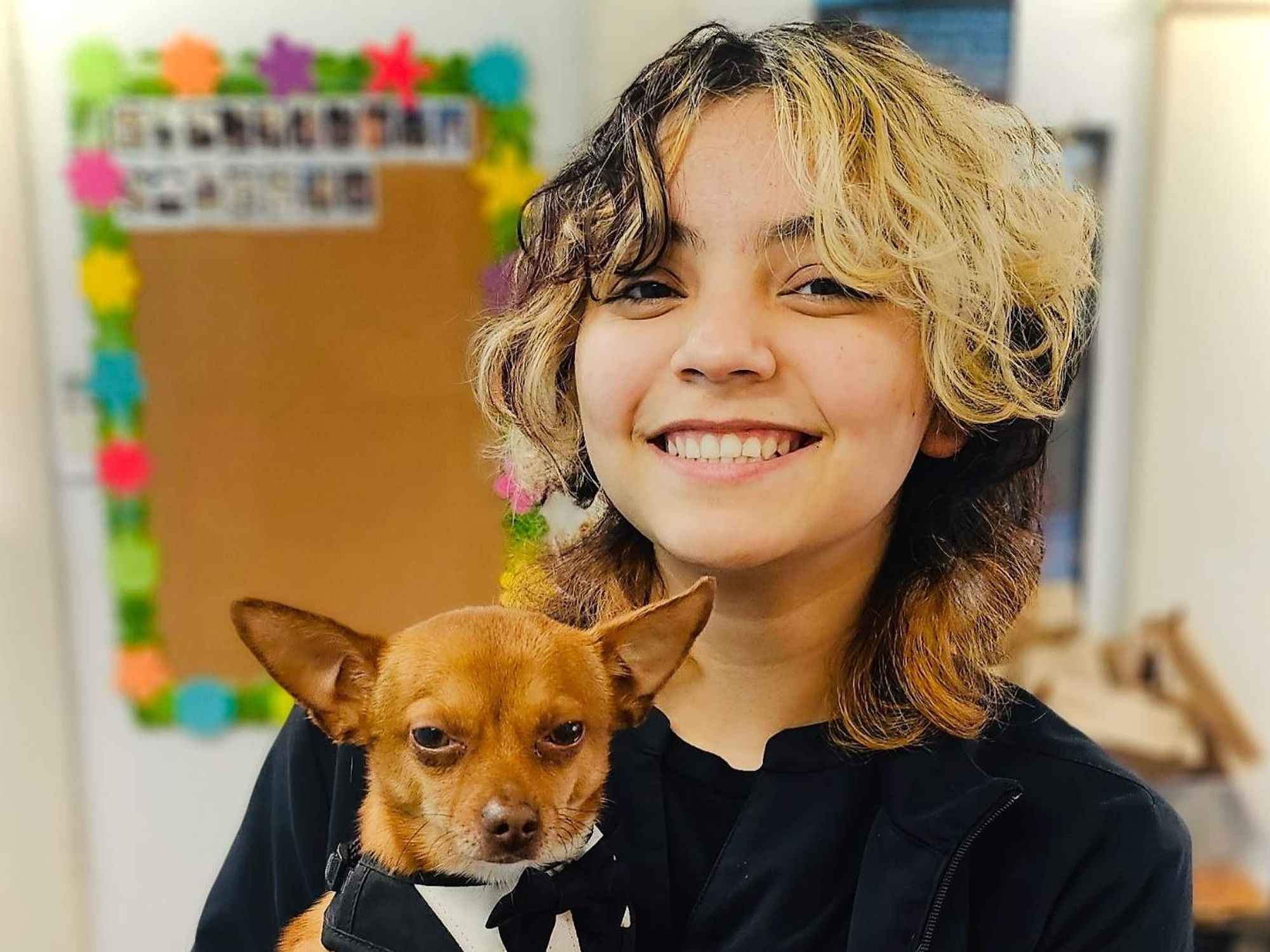 Emancipet vet tech and dog