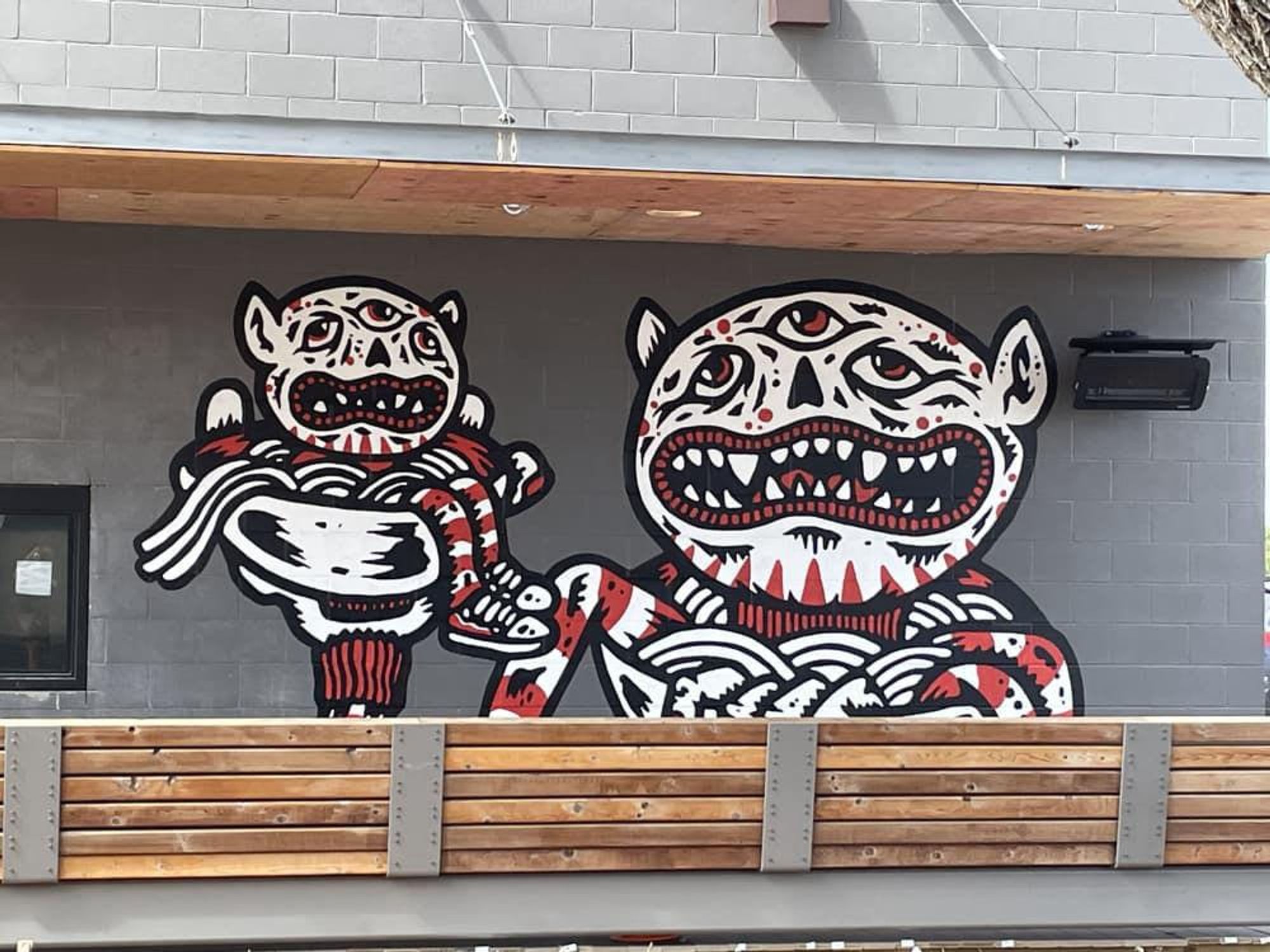 Exterior mural at Slaughter Austin Ramen Tatsu-ya