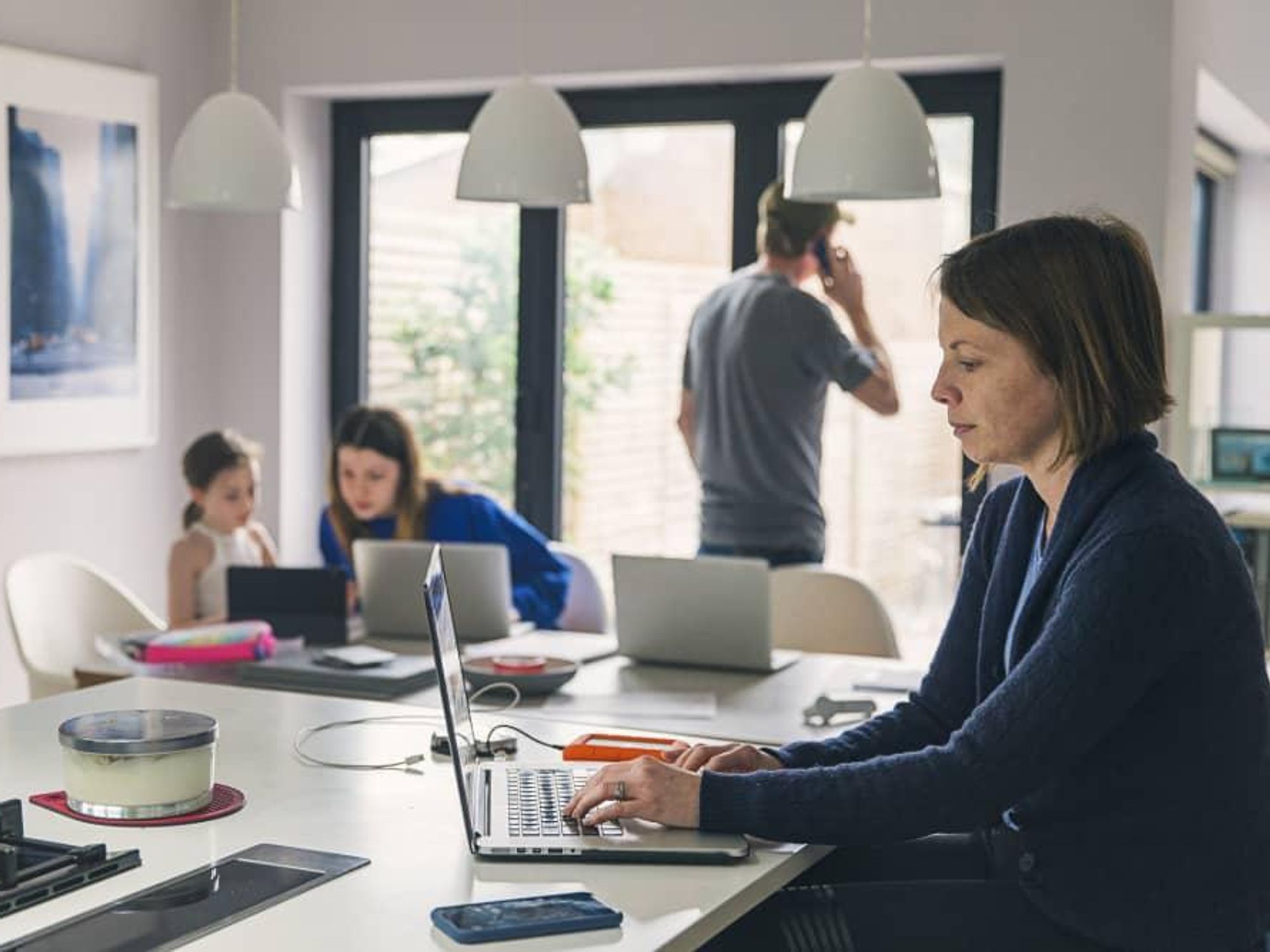 Family staying at home during coronavirus