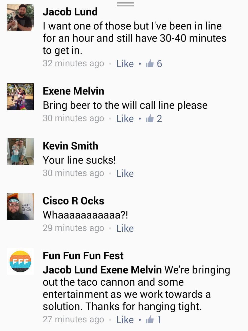 FFF Fest 2014 Facebook Response