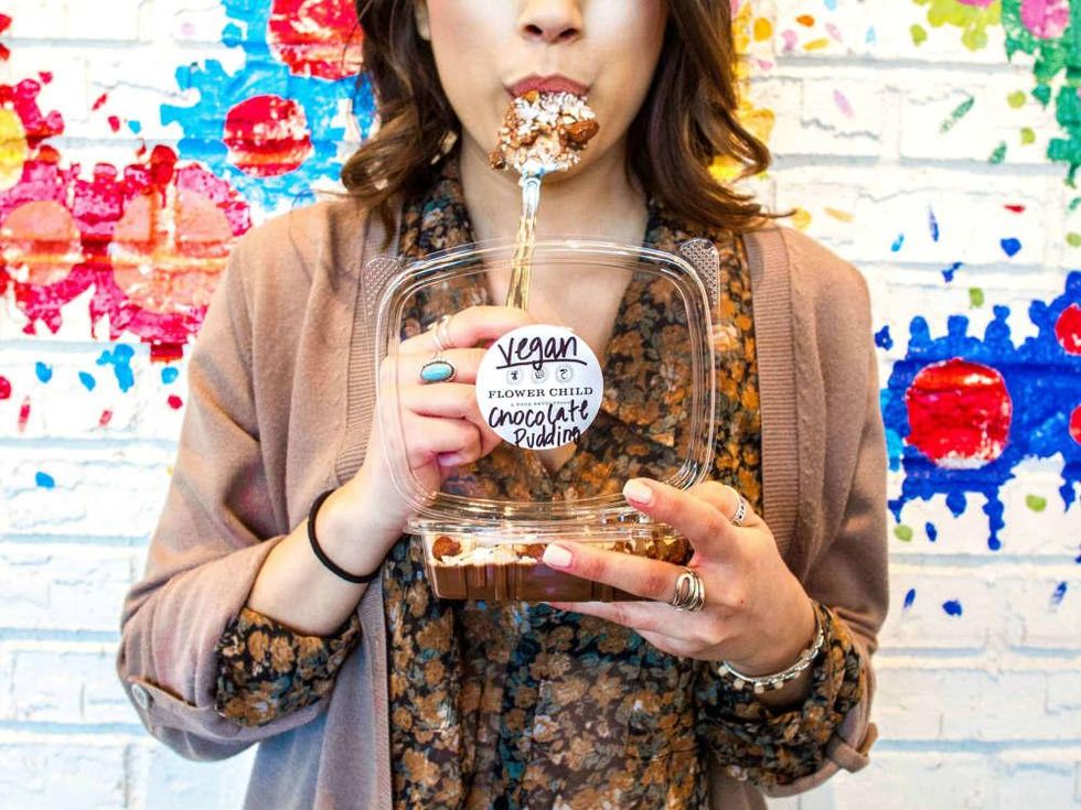 Flower Child restaurant vegan chocolate pudding