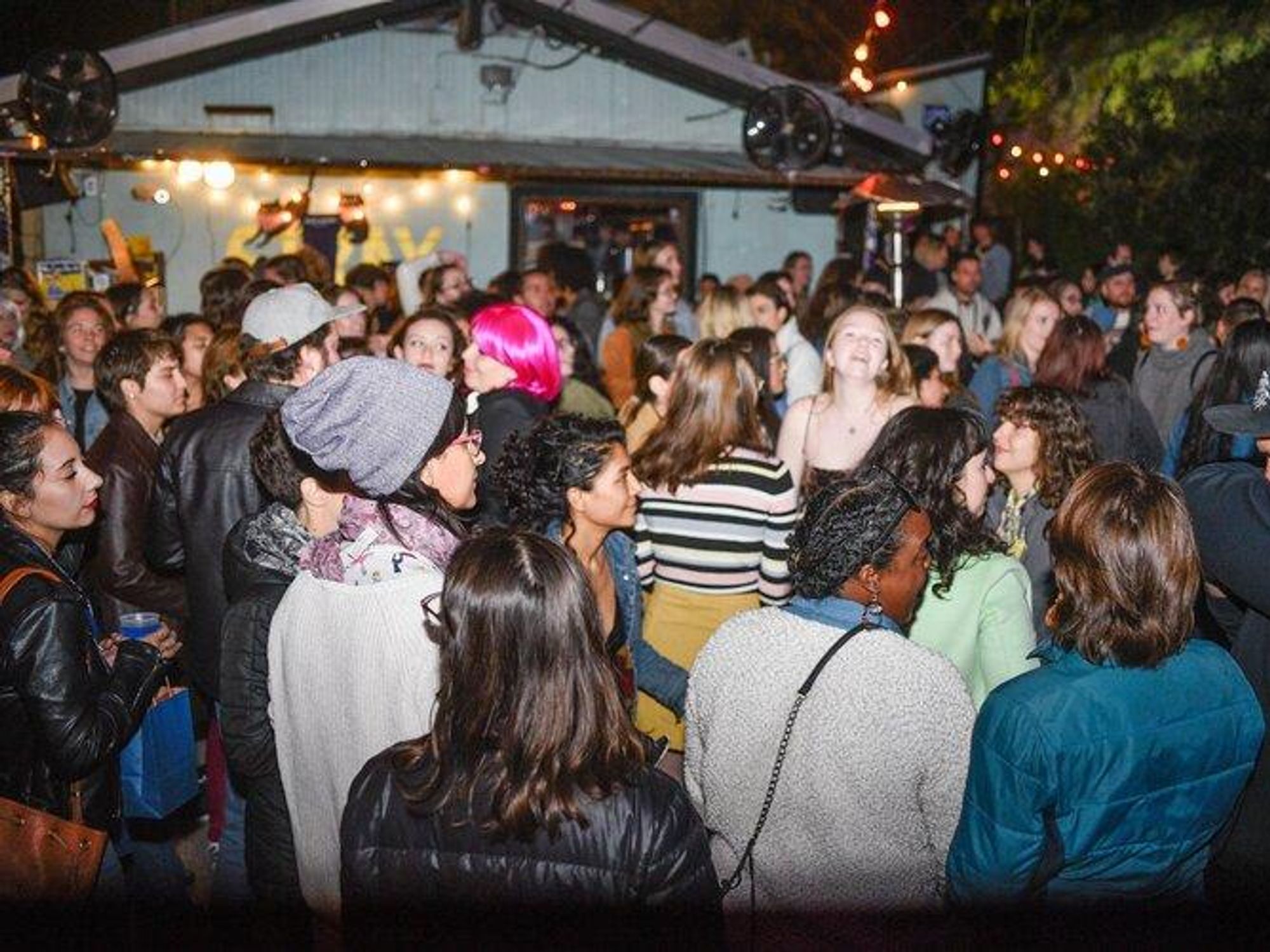 Folks gathered for a concert organized by Future Front Texas