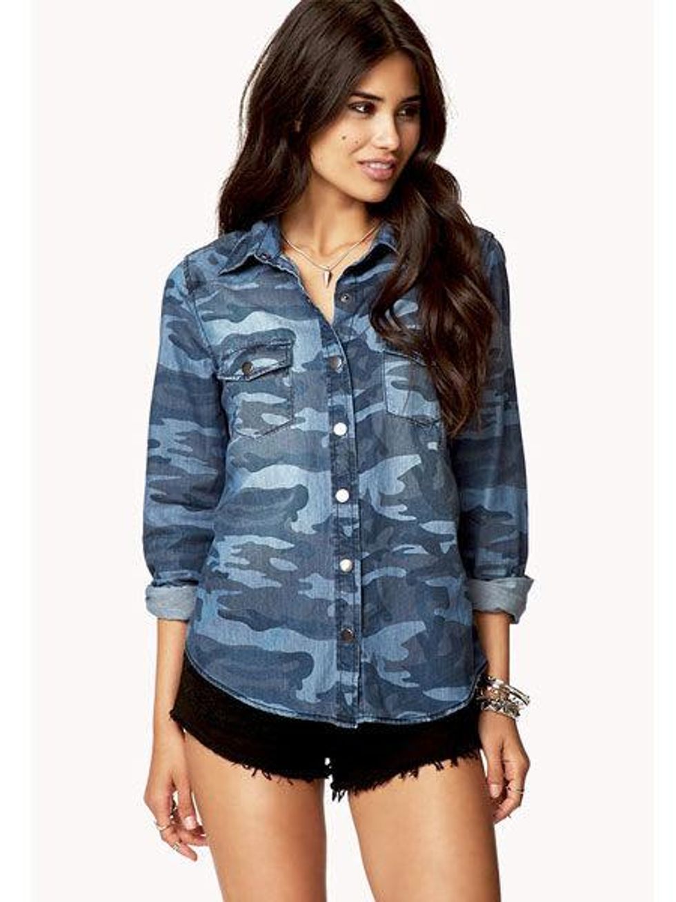 forever 21 Chambray Camo Shirt