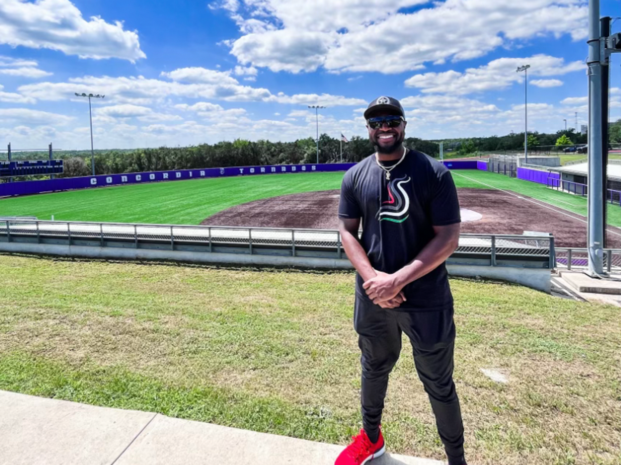 Former MLB All-Star Brandon Phillips, owner of the Texas Smoke, at Roberts Family Field