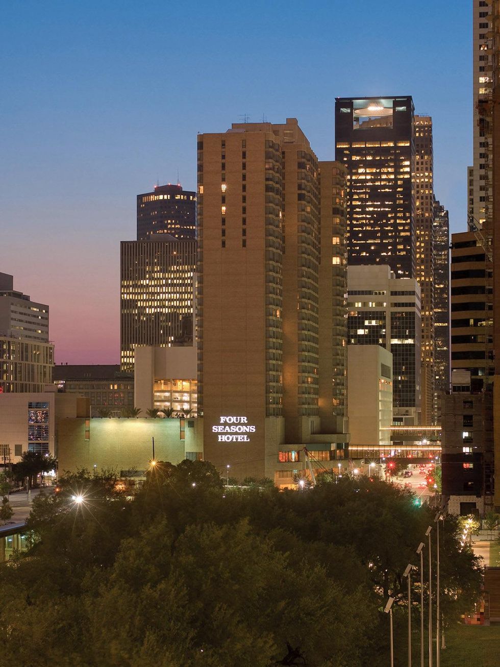Four Seasons Hotel Houston at night