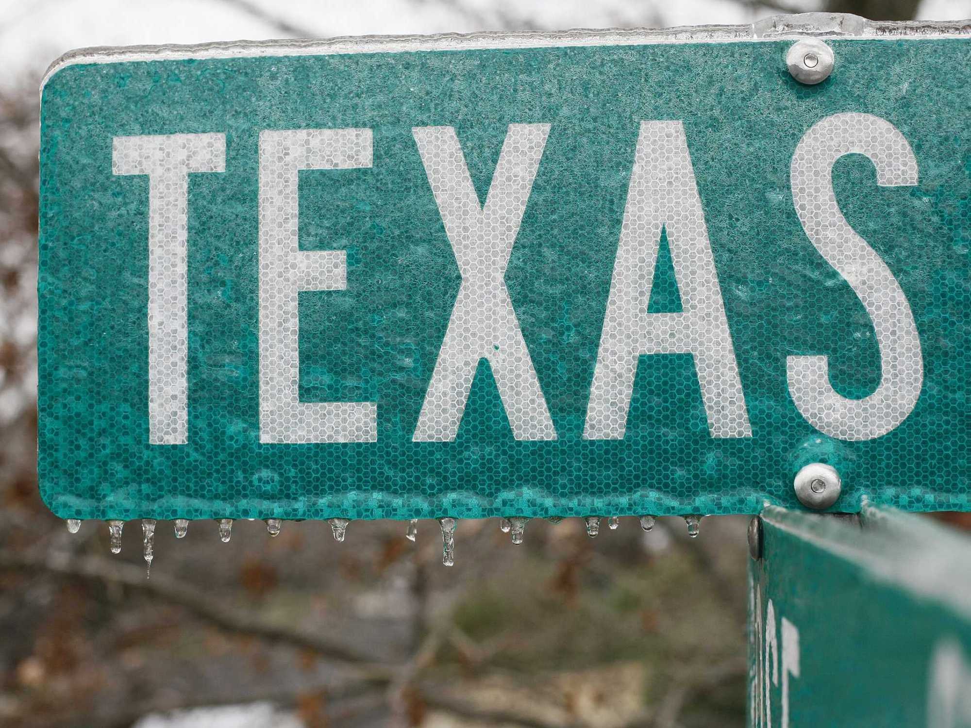 Frozen Texas sign