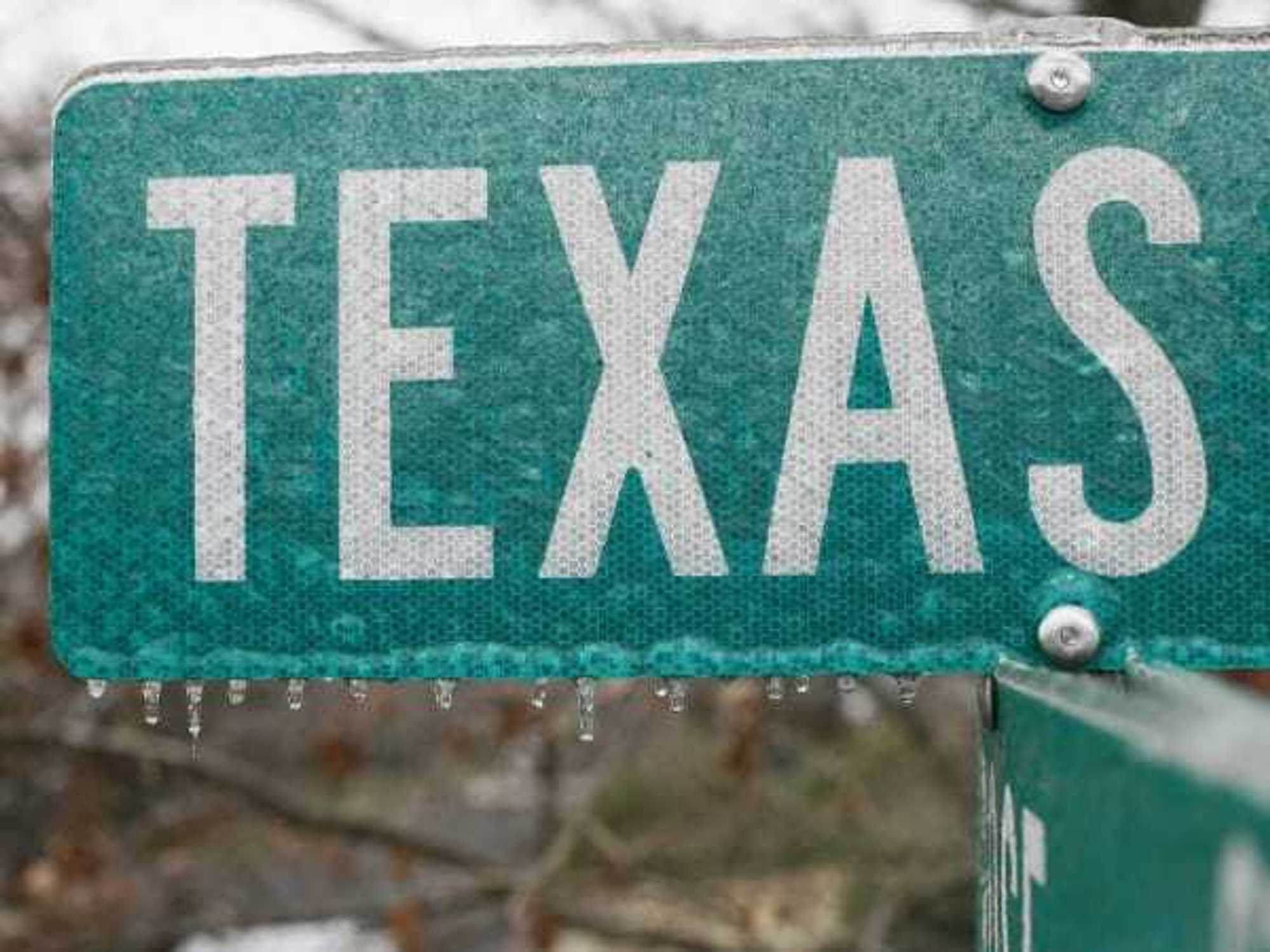 Frozen Texas sign