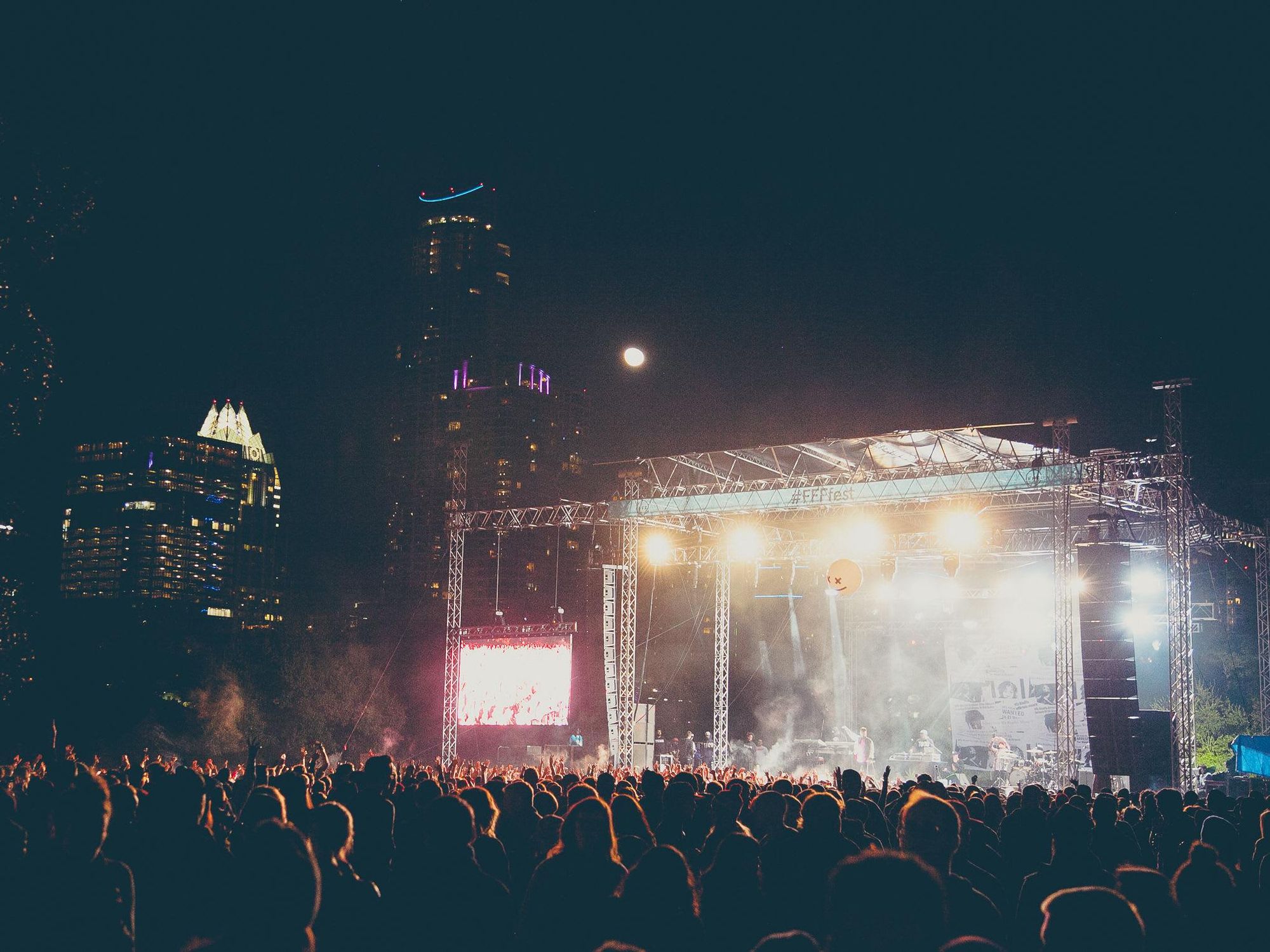 Fun Fun Fun Fest 2014 Day 3 Wiz Khalifa Blue Stage at Night