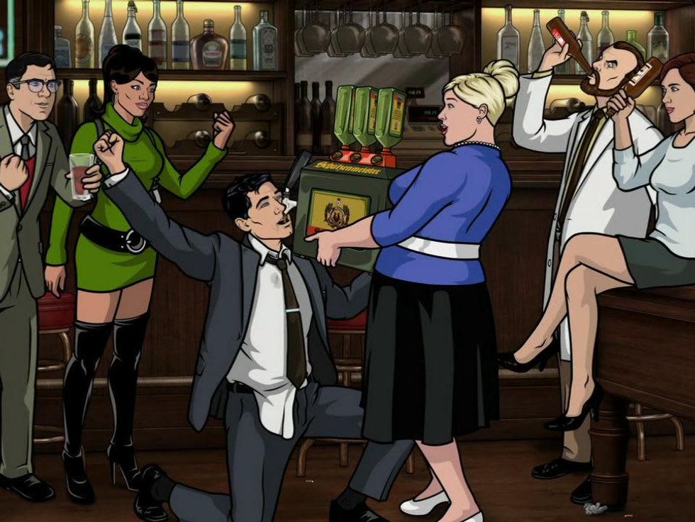 FX Archer with Sterling Archer chugging Green Russians