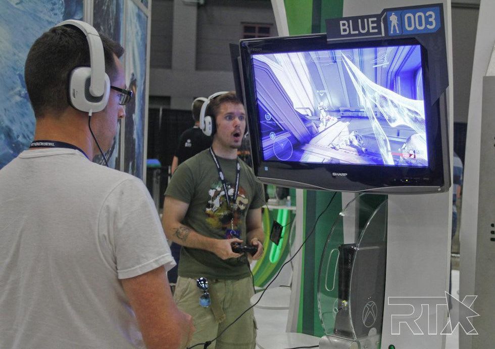 Gamer playing demo at RTX Rooster Teeth Expo