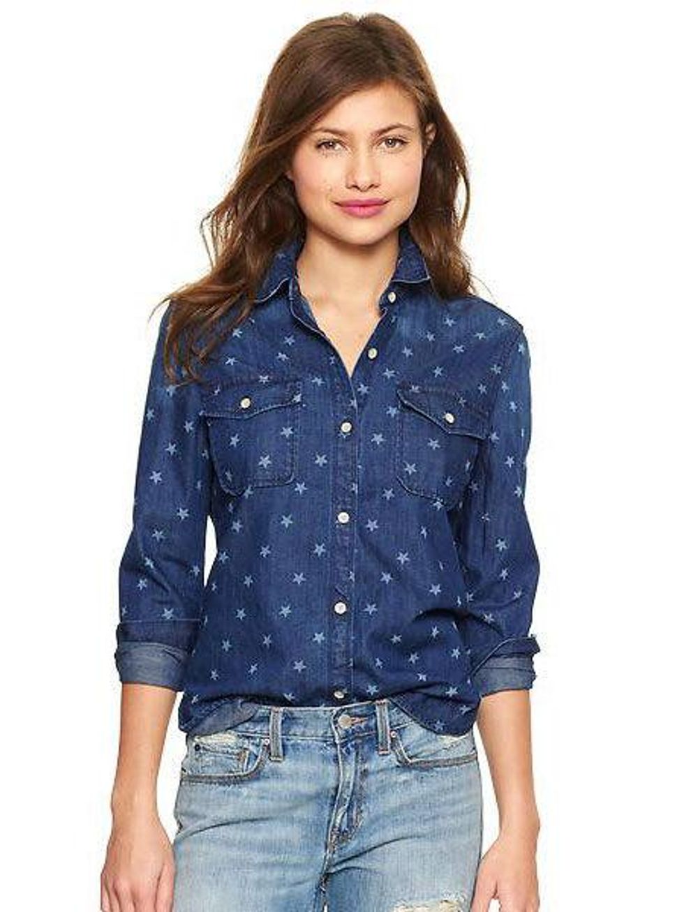 gap 1969 printed denim shirt