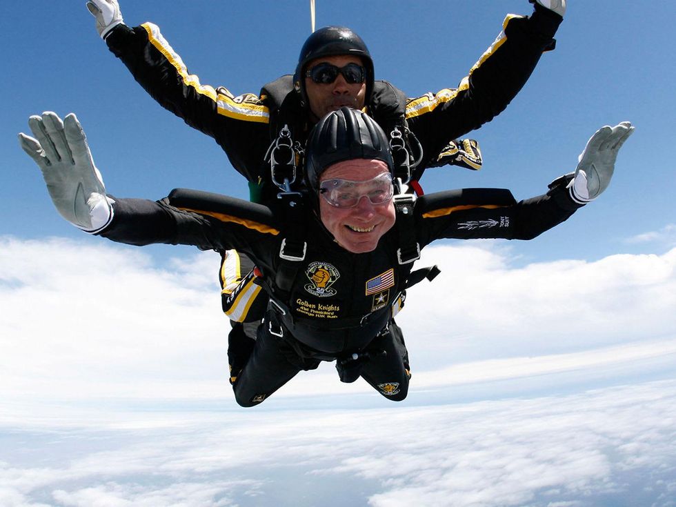 George H.W. Bush skydive 85th birthday