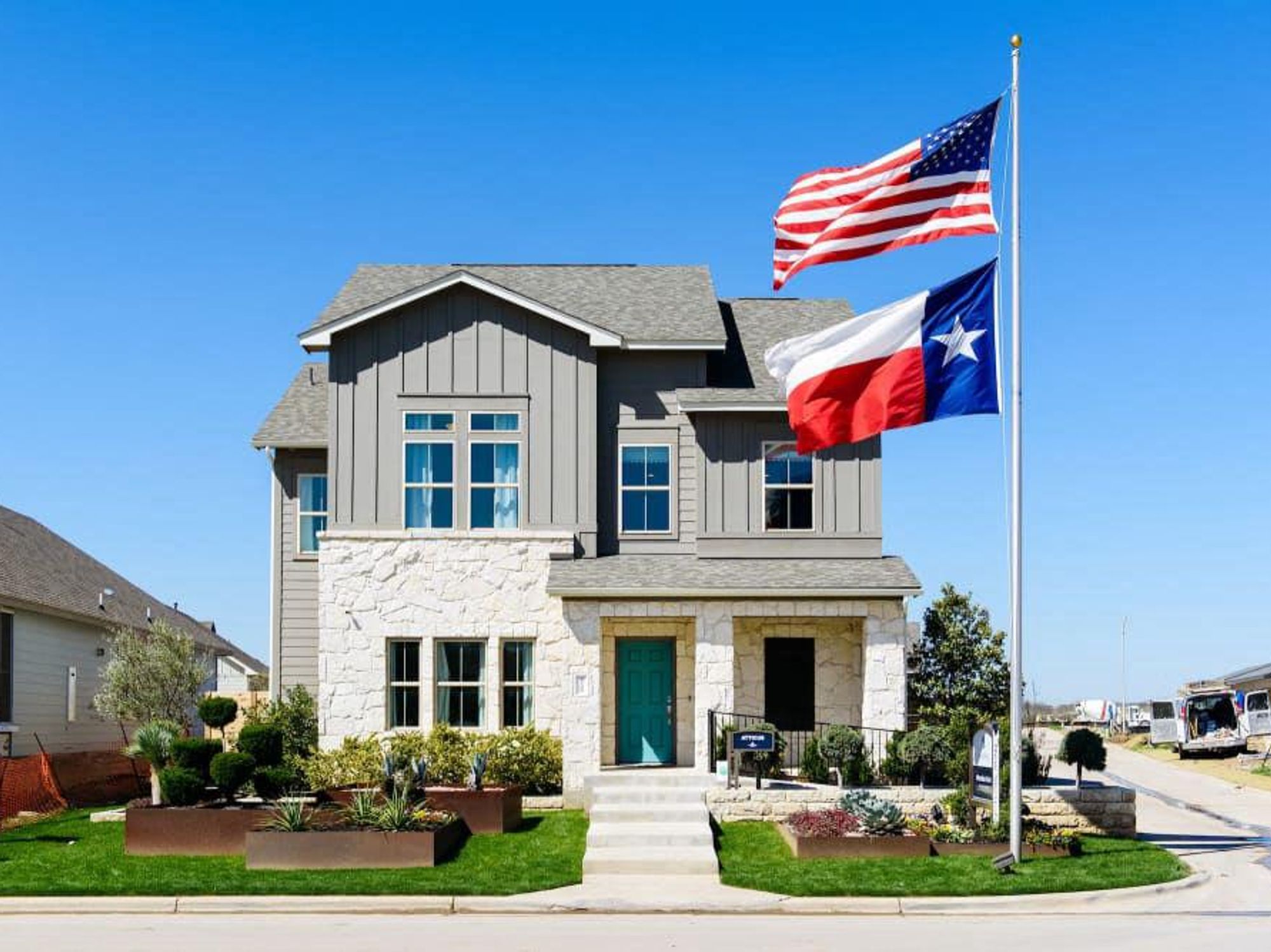 Goodnight Ranch southeast austin house for sale texas flag
