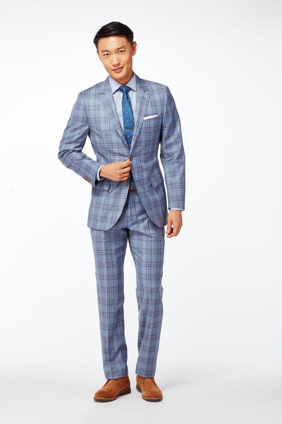 Gray and Mulberry Check Suit