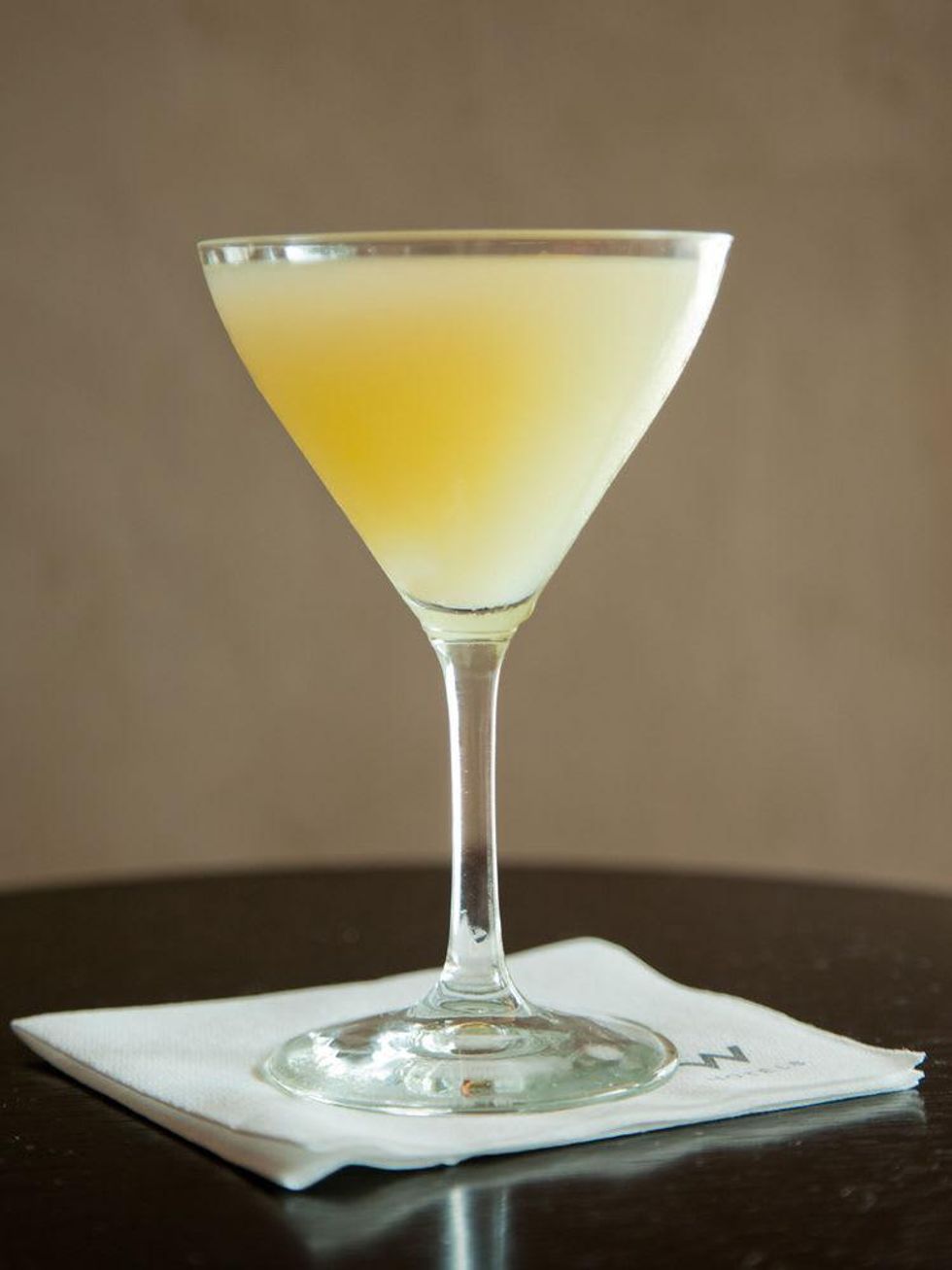 green bee cocktail made with the apiary's honey W austin