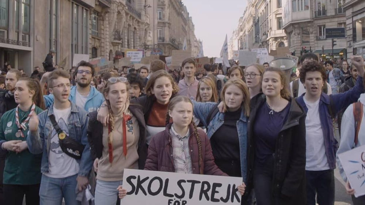Greta Thunberg and protesters in I Am Greta