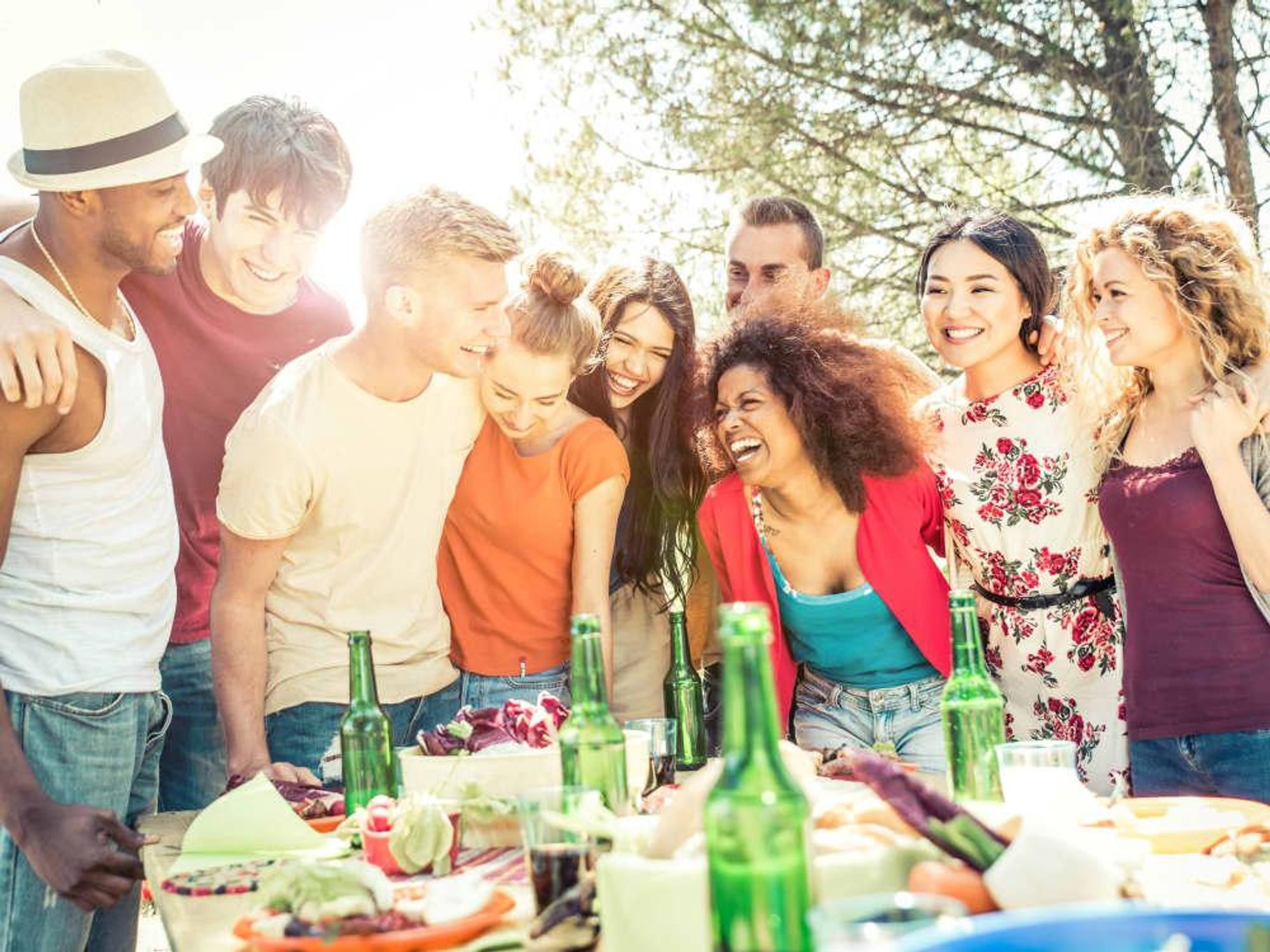 Group of friends grilling