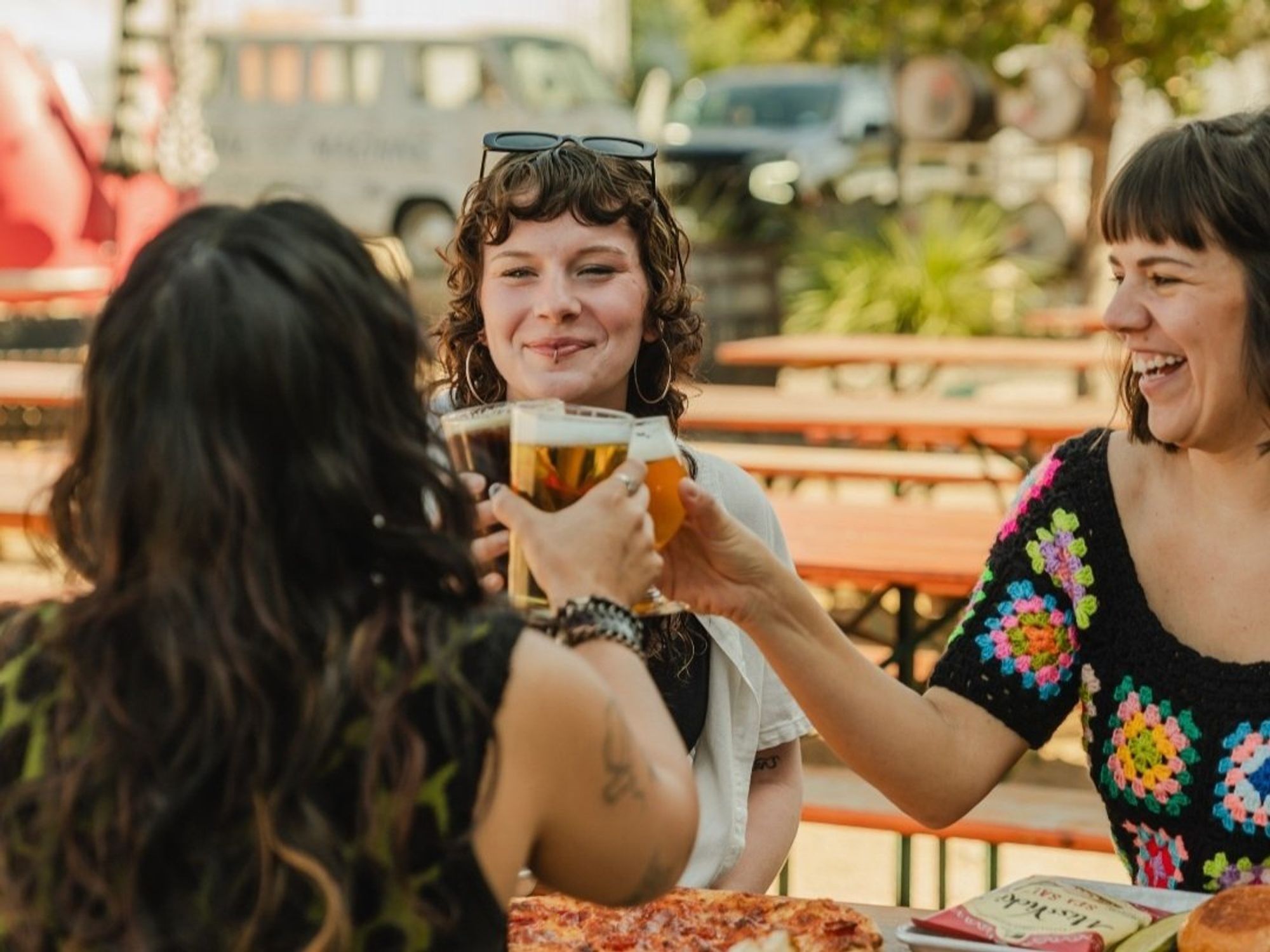 Group with beer at Central Machine Works