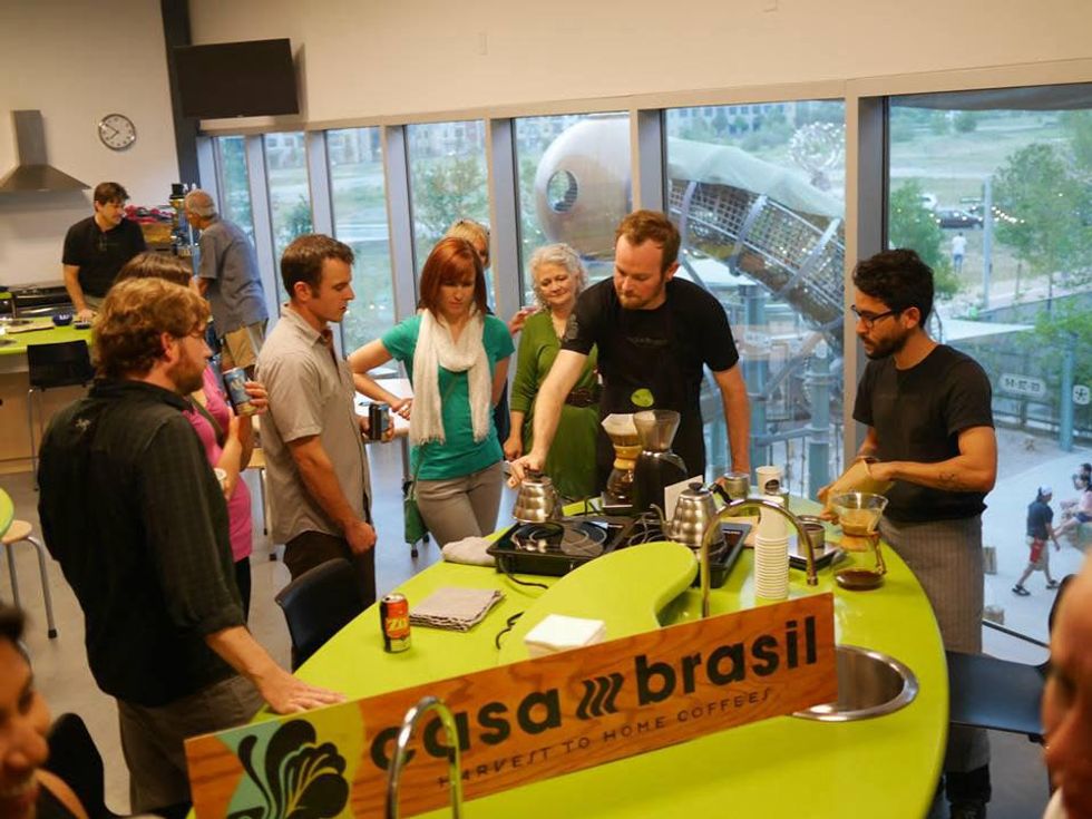 guests learning at Thinkery21 from casa brasil coffee
