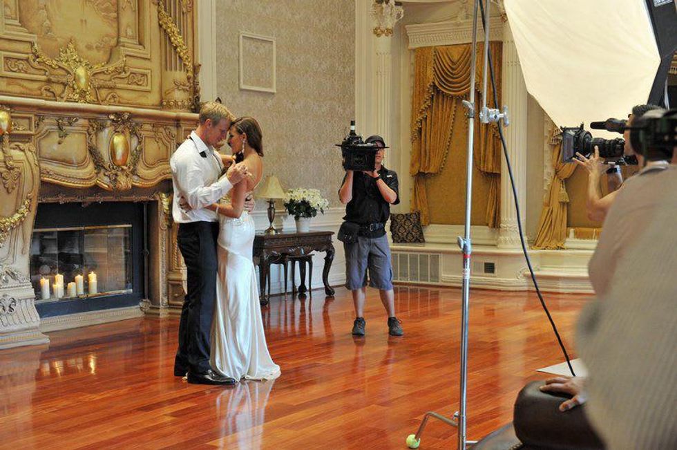 Harlequin romance novel photo shoot on The Bachelor