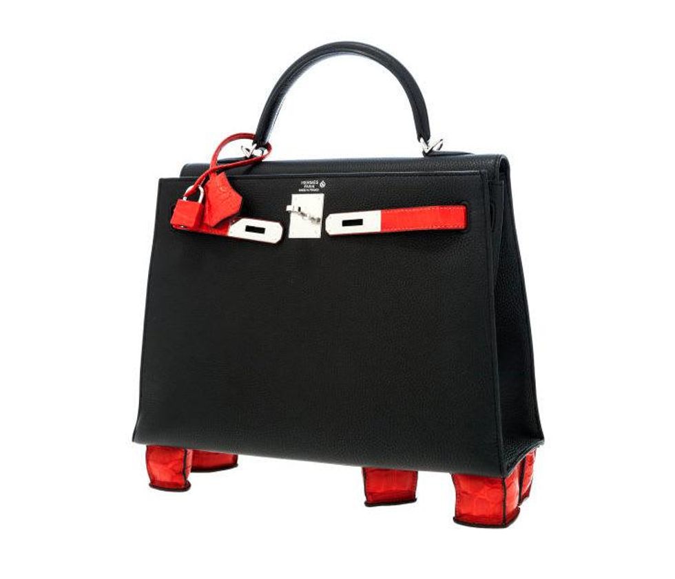 Hermes geranium porosus handbag with crocodile feet