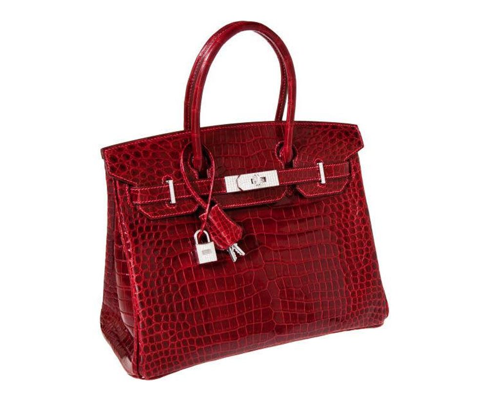 Hermes porosus handbag with white gold and diamond hardware
