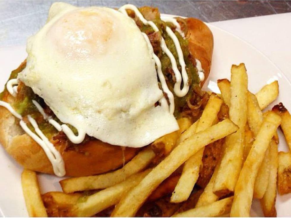 Hightower carnitas with egg sandwich