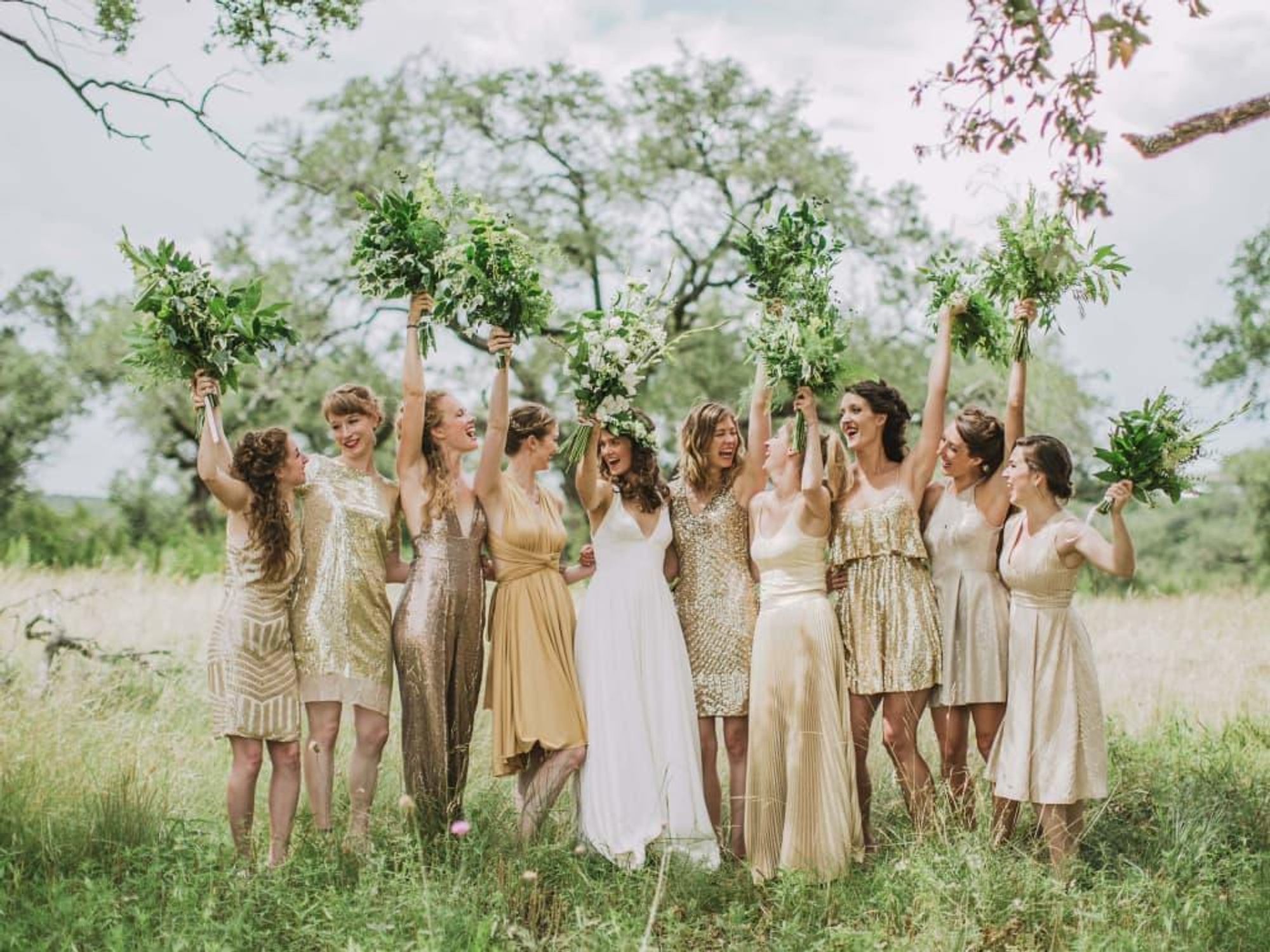 Hill Country wedding prospect house bridesmaids