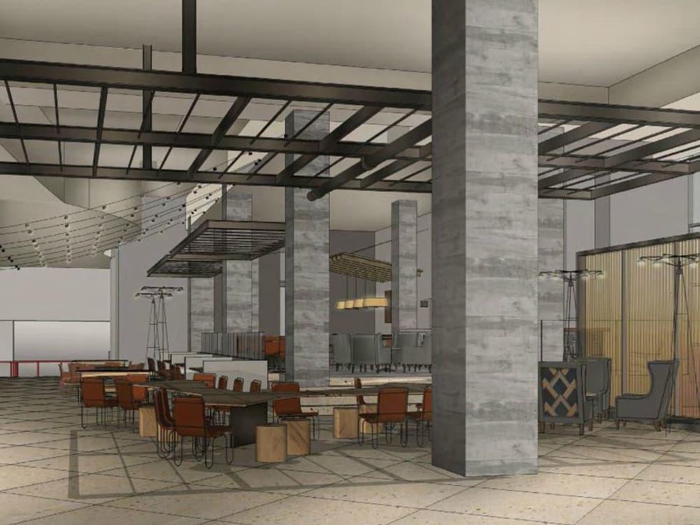 Hilton Austin downtown hotel 2016 renovation rendering lobby living room